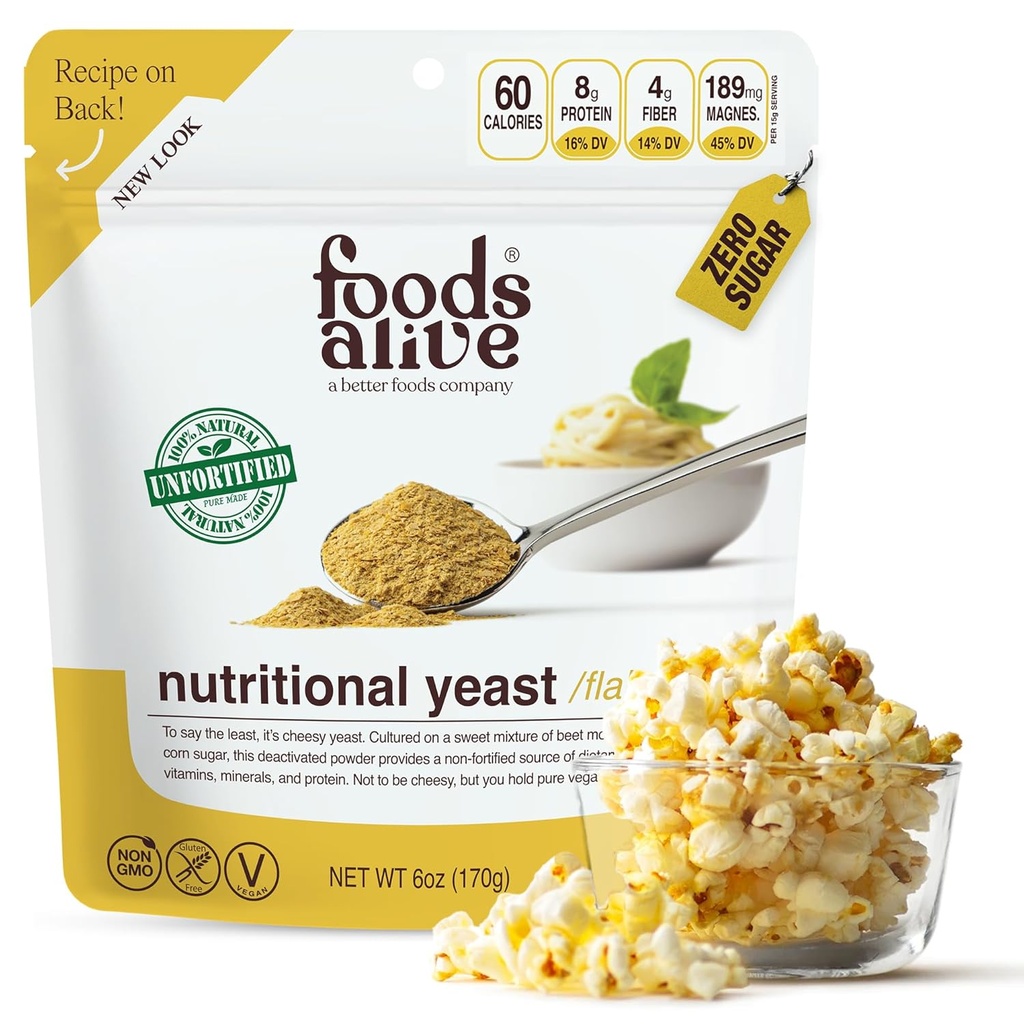מזונות חיים ללא תשלום תזונתי Yeast Flakes, 6 אונקיה ללא מאמץ אבקת גבינה טבעונית
