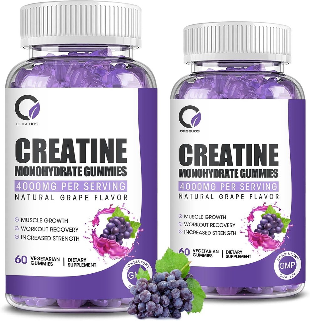 Creatine Monohydrate חניכיים שרירים כוח עבור גברים ונשים, אנרגיה Boost מוקדם עבודה תוסף - Grape Flavor
