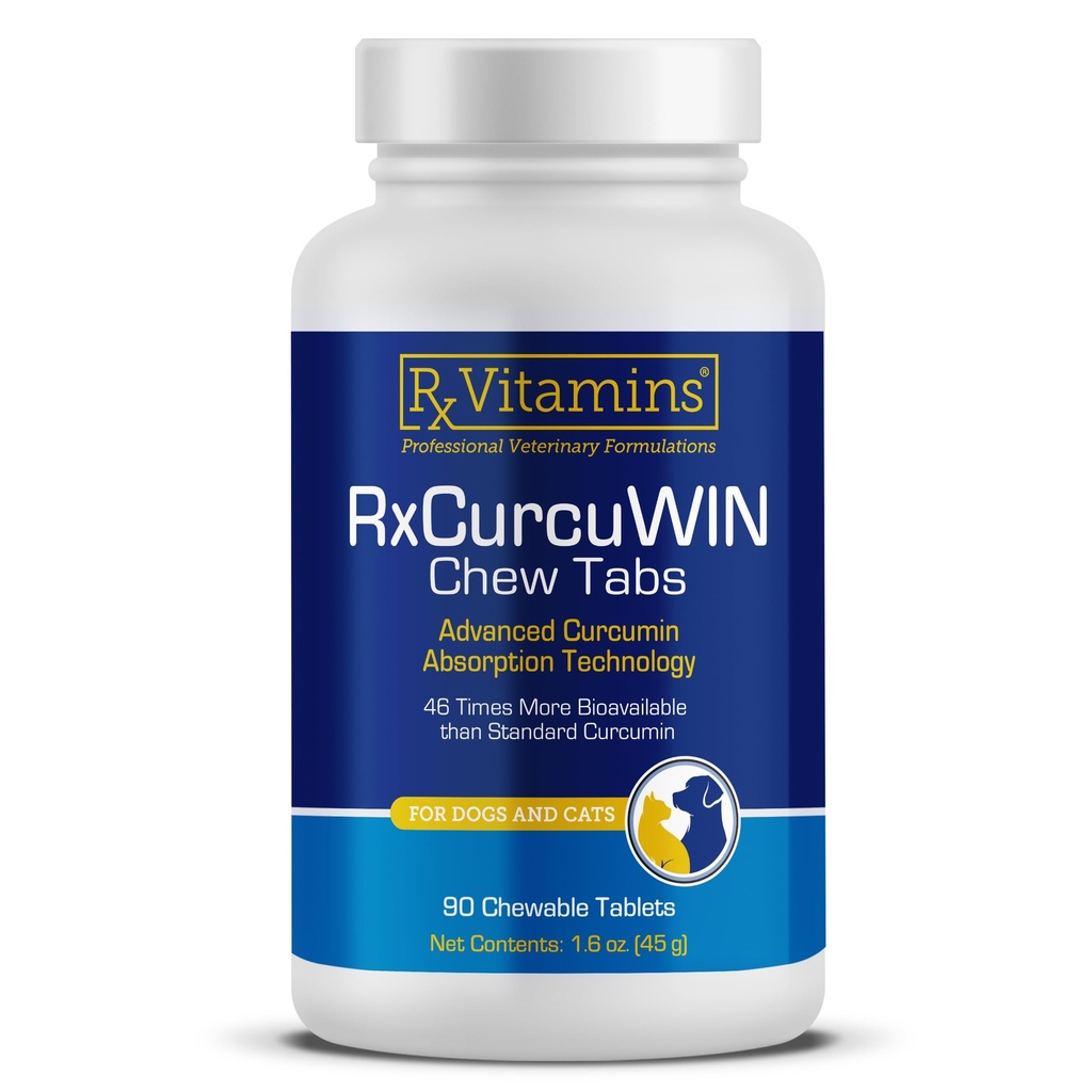 Rx ויטמינים CurcuWIN - Curcumin for Dogs & Cats - ויטמינים ותוספים, Allergy Relief - מספק תמיכה Immune & Aids Digestive תמיכה - תוסף משותף - 90ct