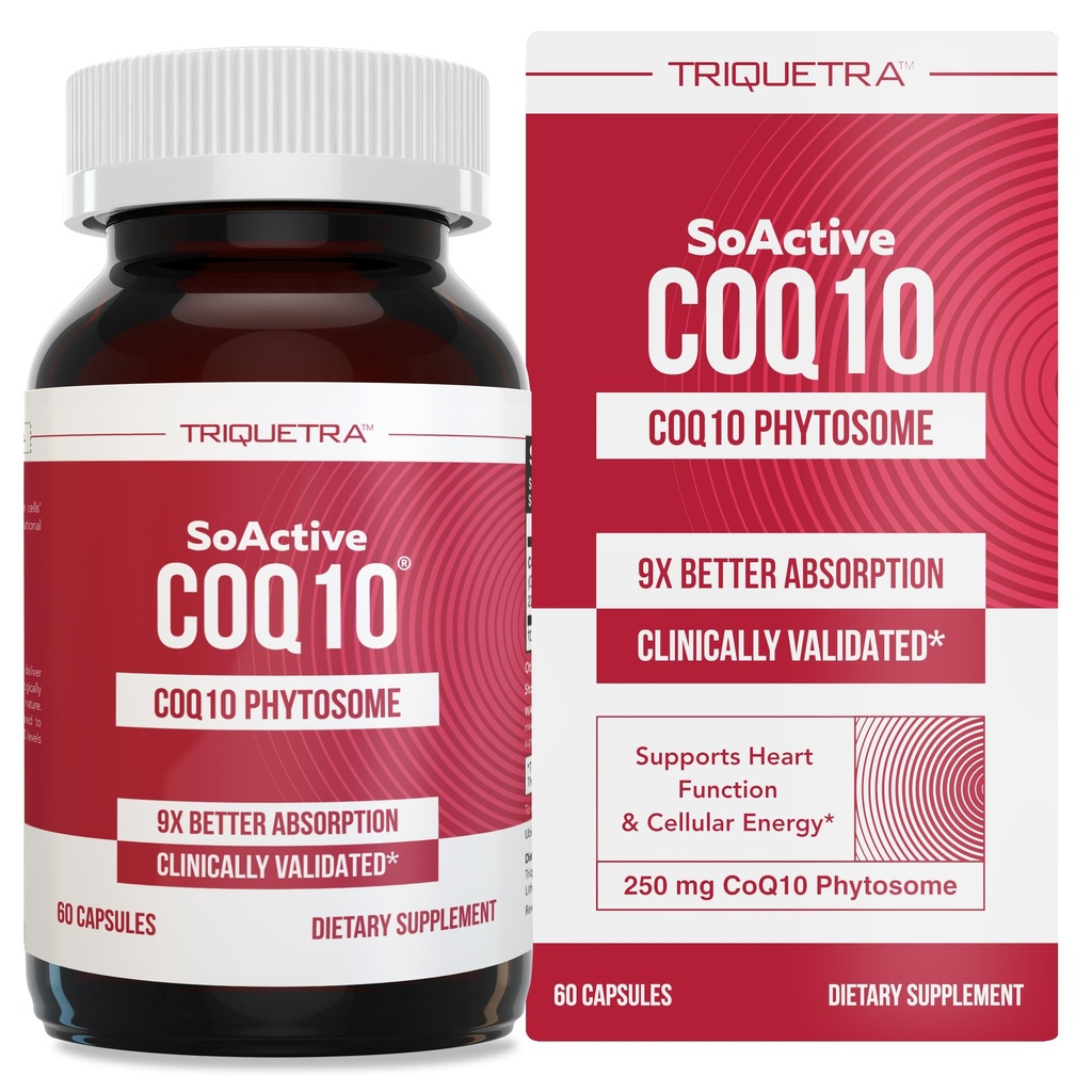 SoActive CoQ10® 250 מ"ג: CoQ10 Phytosome עם עד 9X גבוה יותר Absorption - Proval Delivery - תומך בייצור אנרגיה סלולרי (60 קפסולות)