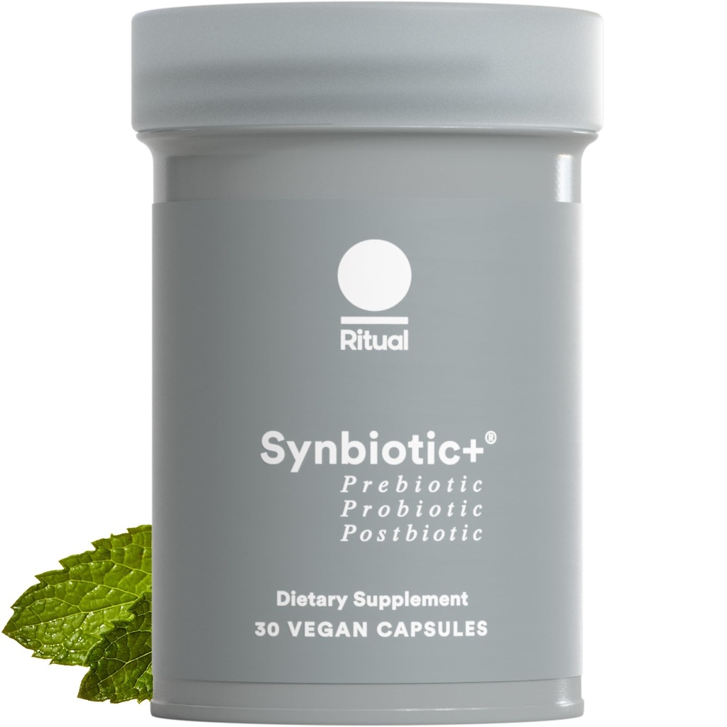 Ritual Synbiotic+ Probiotic, Preביוטיקה, Postbiotic, 3in-1 תוספת לתמיכה ב- Gut Health and Digestive Support, Ordinaryity, Bloat, Immune, Vegan Delayed-Released Daily קפסולת, נשים וגברים, 30 יום