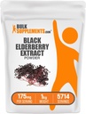 BulkSupplements.com Elderberry Extracted from Black Elderbrry, Immune Support Supplement - Gluten Free - 175 מ"ג למשרת, 1kg (2.2 lbs) (Pack of 1)