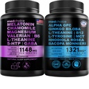 MEDCHOICE Sleep Melatonin (90ct) ו- Nootropic Brain (60ct) תוסף Bundle - Wellness Duo for Sleep, Brain, Focus, & Mood Support - טבעוני, Non-GMO, Gluten-Free