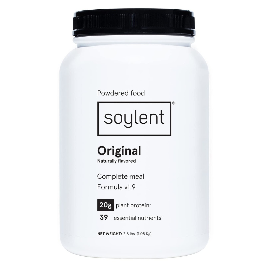 Soylent Complete Nutrition Meal החלפה אבקת חלבון, מקורי - צמחי מבוסס חלבון, 39 חומרים מזינים חיוניים - 36.8oz