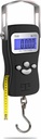 AWS Digital Luggage Scale, Fish Weighing Scale, Hanging Scale 110lb/50kg - Die-Cast Metal Construction, Built-in Tape Measure, Hook & Handle - for Travel, Fishing, Archery, Hunting, Outside (Black)
