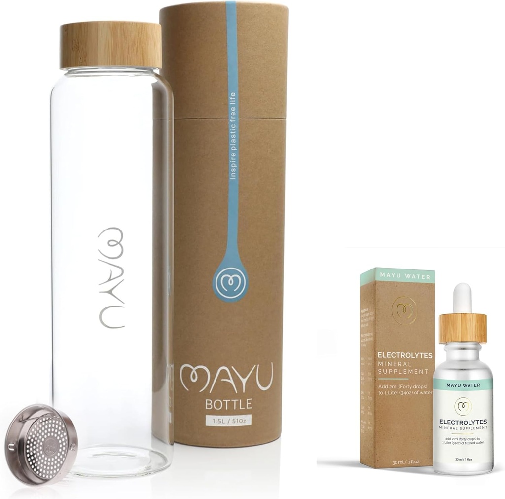 בקבוק Up Bundle - אלקטרוליט מים טיפות + 1.5L Premium Glass