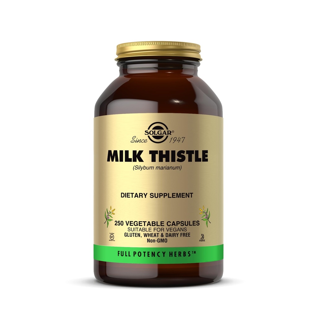 Solgar Milk Thistle - 250 קפסולות ירקות - Full Potency (FP) - Non-GMO, טבעוני, Gluten Free, Milk Free, Kosher - 250 משרתים