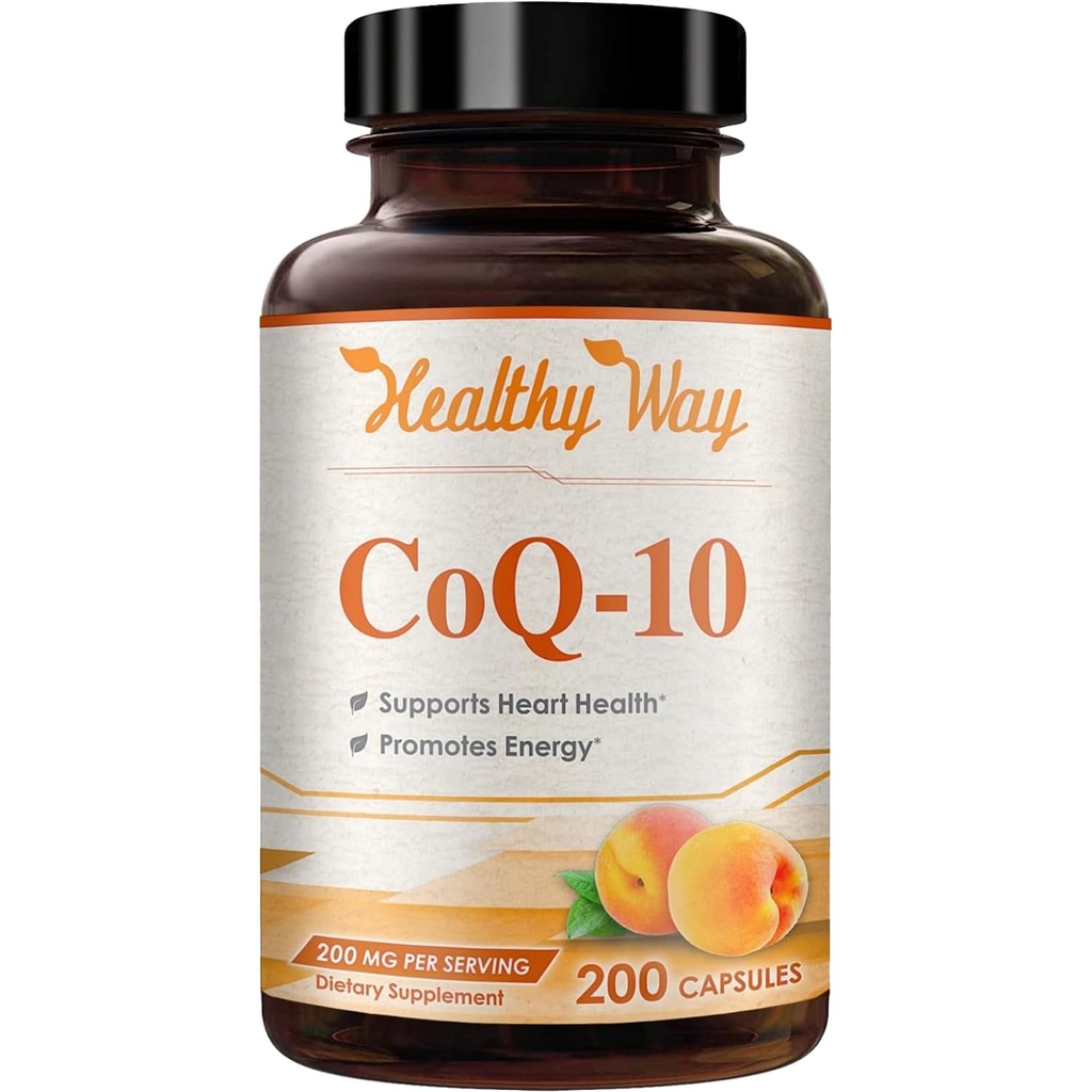Coenzyme Q10 200mg CoQ10 תוסף - פעם Daily CoQ10 200 מ"ג אבקת קפסולות עבור בריאות הלב, Antioxidant & אנרגיה תמיכה - non-GMO, Quick Absorption Ubiquinone Q10 Coenzyme (Single)