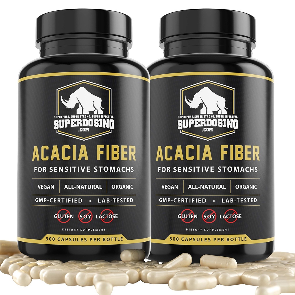 Fast Acting, אורגני Acacia Senegal סיבים כמוסות 600pk. Natural Soluble סיבים גלולות. טבעוני Prebiotic קפסולות.