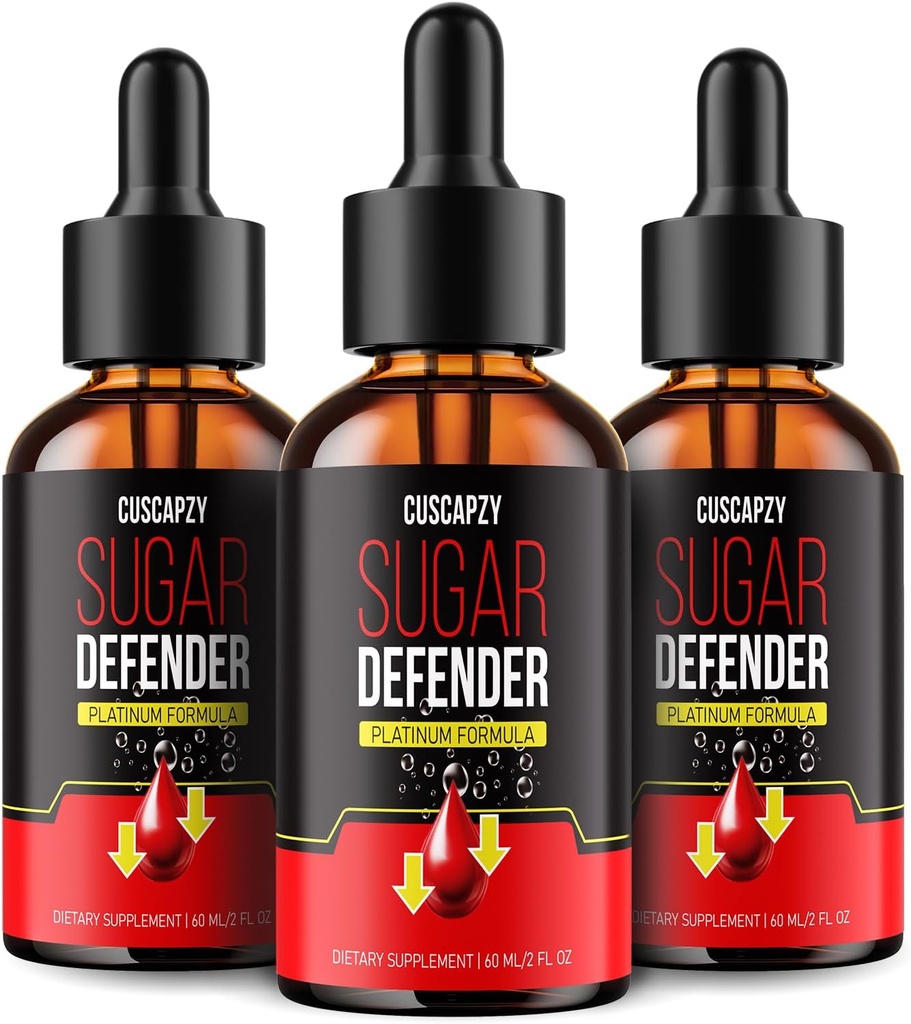 אין מרשם הנדרש, סוכר Defender Drops, Sugar Defender נוזלי, Platinum Formula, Pack of 3