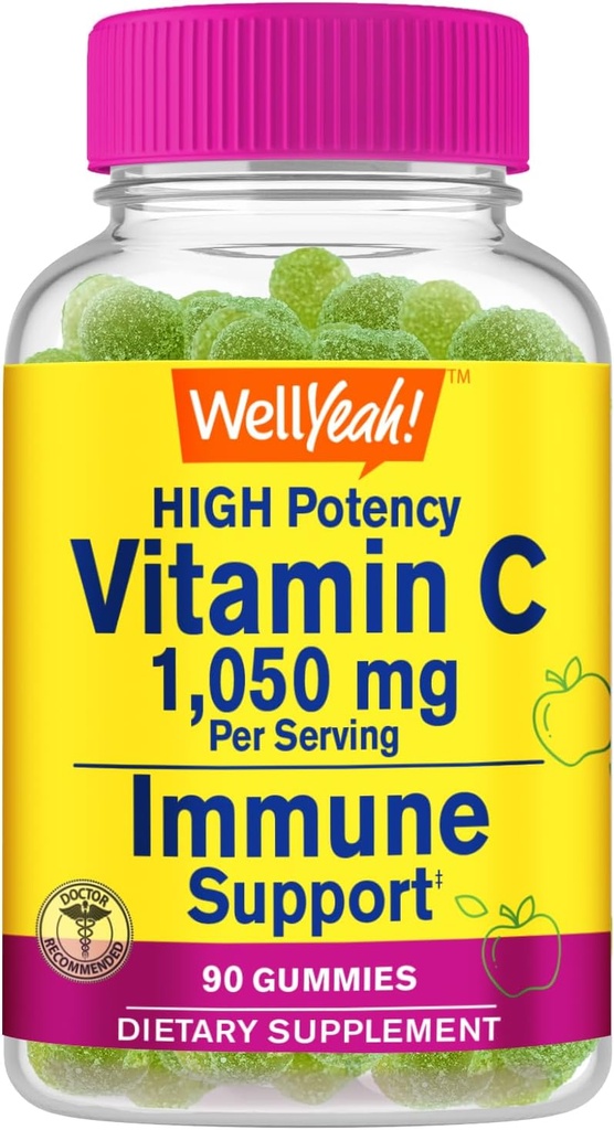 ובכן, ויטמין C 1050 מ"ג מ"ג - Natural Sourced Flavors - Immune Support Dietary Supplement, Antioxidant Support - תוספת כוח וגטריאן חניכיים, non-GMO, Gluten Free - 30 משרתים