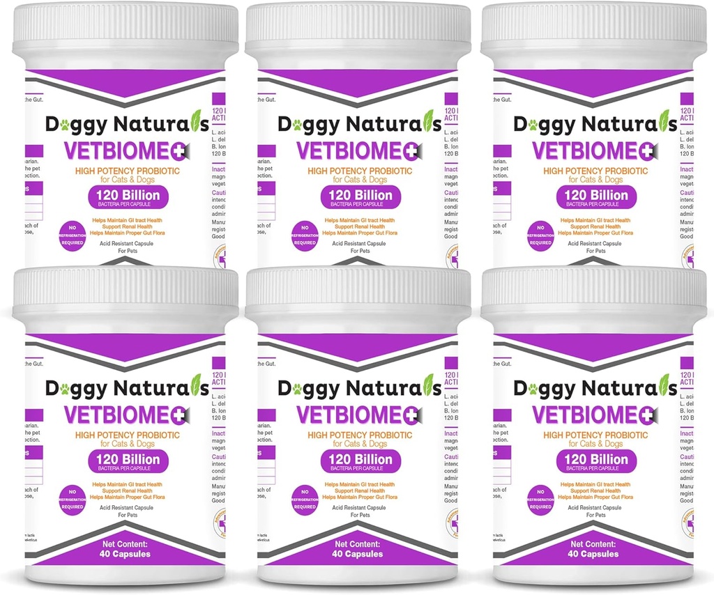 Vetbiome Plus High Potency Probiotics עבור חיות מחמד (240 קפסולות) המיוצר בארה"ב - לא מקרר נדרש!!