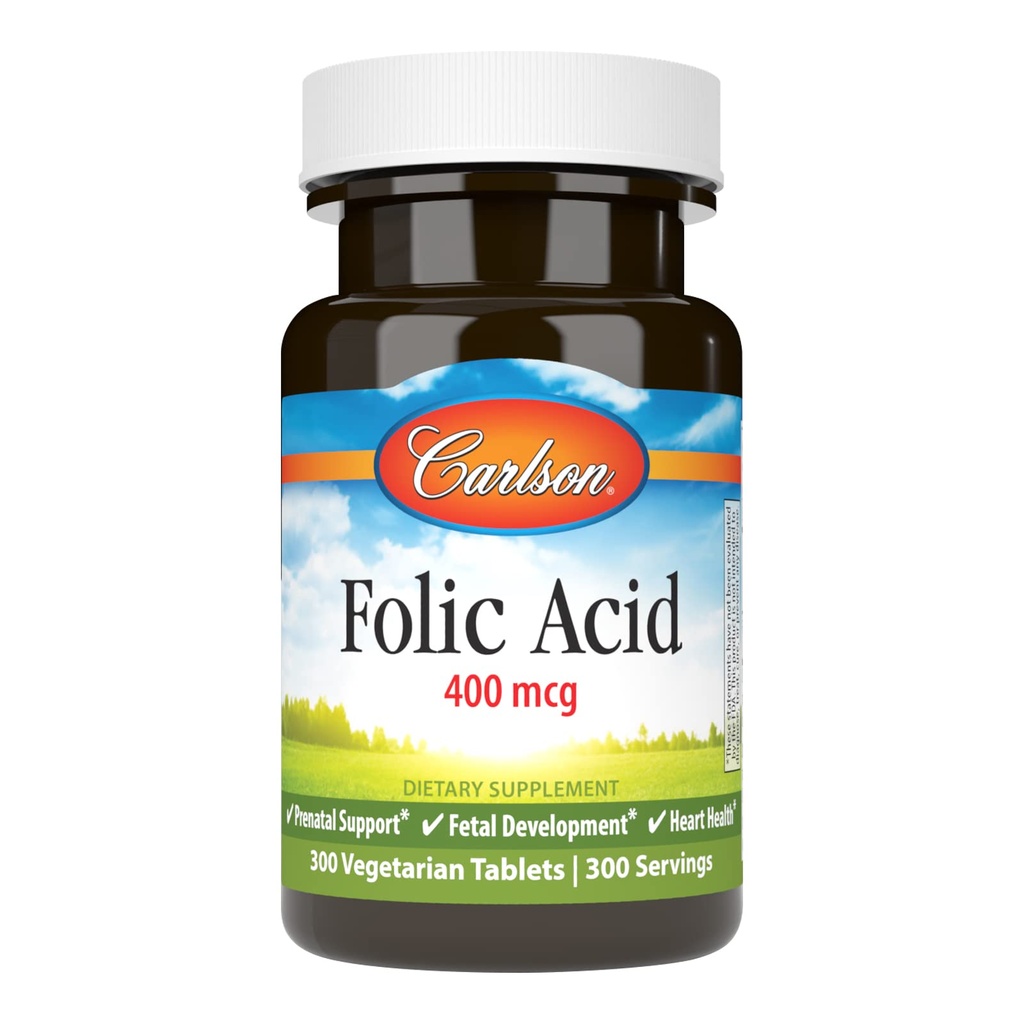 Carlson Folic Acid, 400 mcg, Prenatal Support, 300 Tablets