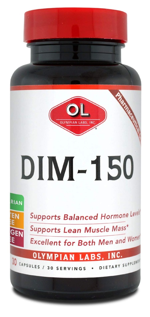 אולימפיה מעבדות DIM תוספת 150 מ"ג - DIM Diindolylmethane 30 קפסולת אספקה של DIM עבור Estrogen Balance, הורמון Menopause הקלה, טיפול תזונתי, PCOS, פיתוח גוף