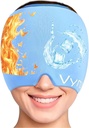Migraine Relief Cap Headache הקלה Cap360 Hot & Cool Headache Cap Soothing Odorless Gel Head Wrap שדרג את Migraine Cap for Tension, Stress, and Sinus (כחול)