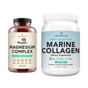 AMANDEAN Premium Magnesium Complex & Marine Collagen Bundle. High-Absorption Magnesium Threonate, Glycinate & Malate. Wild-Caught hydrolyzed Fish Collagen חלבונים. איכות שינה, Skin & Mood