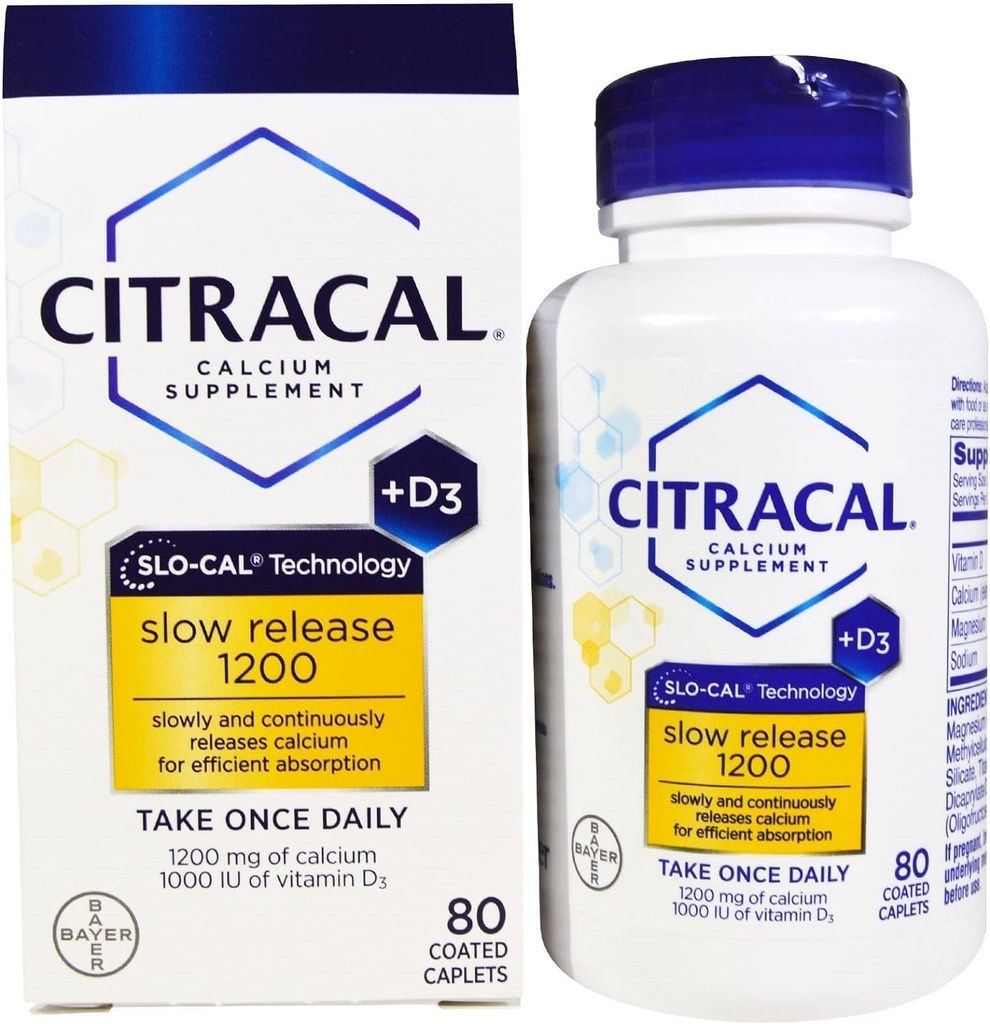 Citracal with Calcium D Slow Release 1200, 80-Count - רכישת Packs ו- Save (Pack of 2)
