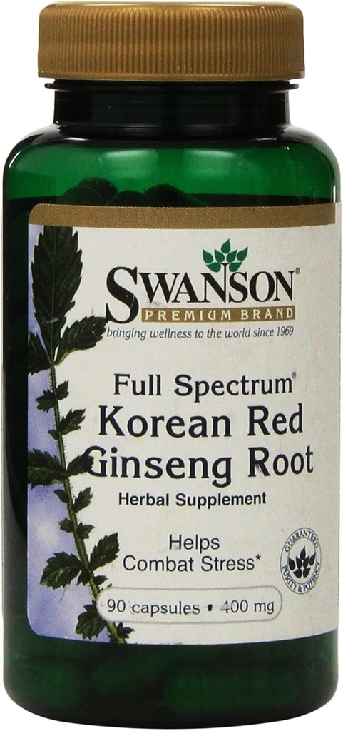 Swanson Premium Full-Spectrum קוריאה Red גינזנג Root 400 מ"ג 90 Caps - Pack of Two