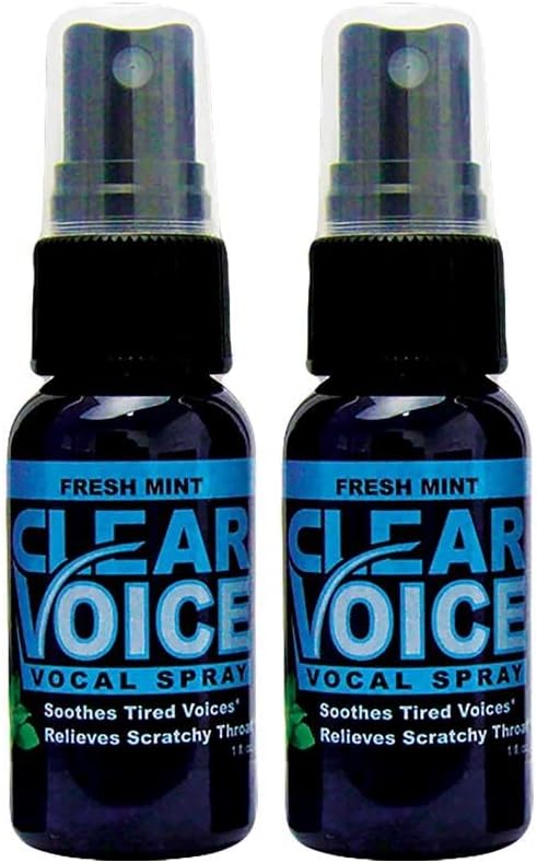 Clear Voice Oral גרון Spray Singing Ease Clarity Soothing Dampener Moisturizer Song Ezeductionr Booster Treatment, Made in USA, Fresh Mint Flavor (2 Pack)
