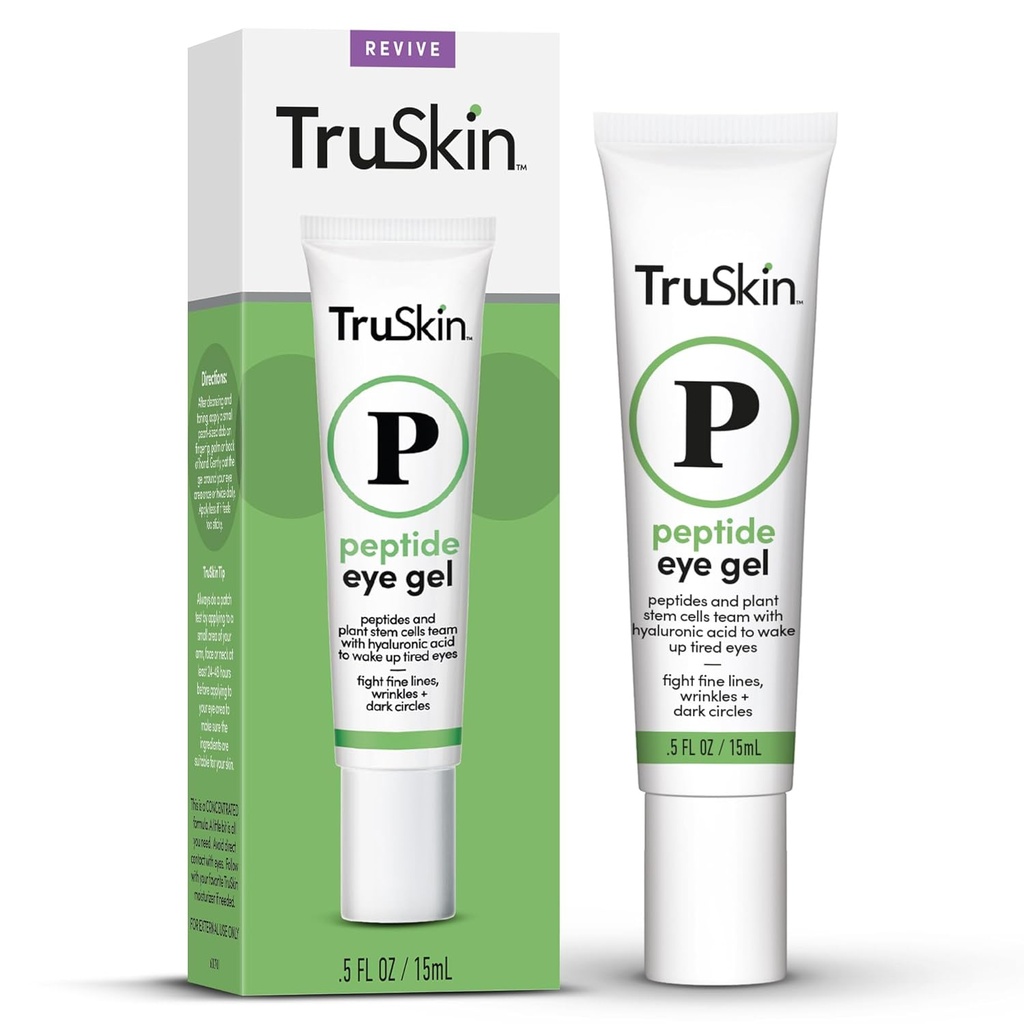 TruSkin Peptide Eye Gel - שיפור המראה של מעגלים וקווים אפלים עבור Brighter-Seeing Eye Area - תחת עין טיפול עם פפטידים, Plant Stem Cells, Hyaluronic Acid - Wake Up עייפה Eyes, 0.5 fl oz ozoz ozoz ozoz ozoz ozoz oz oz ozozozozoz oz oz oz oz oz