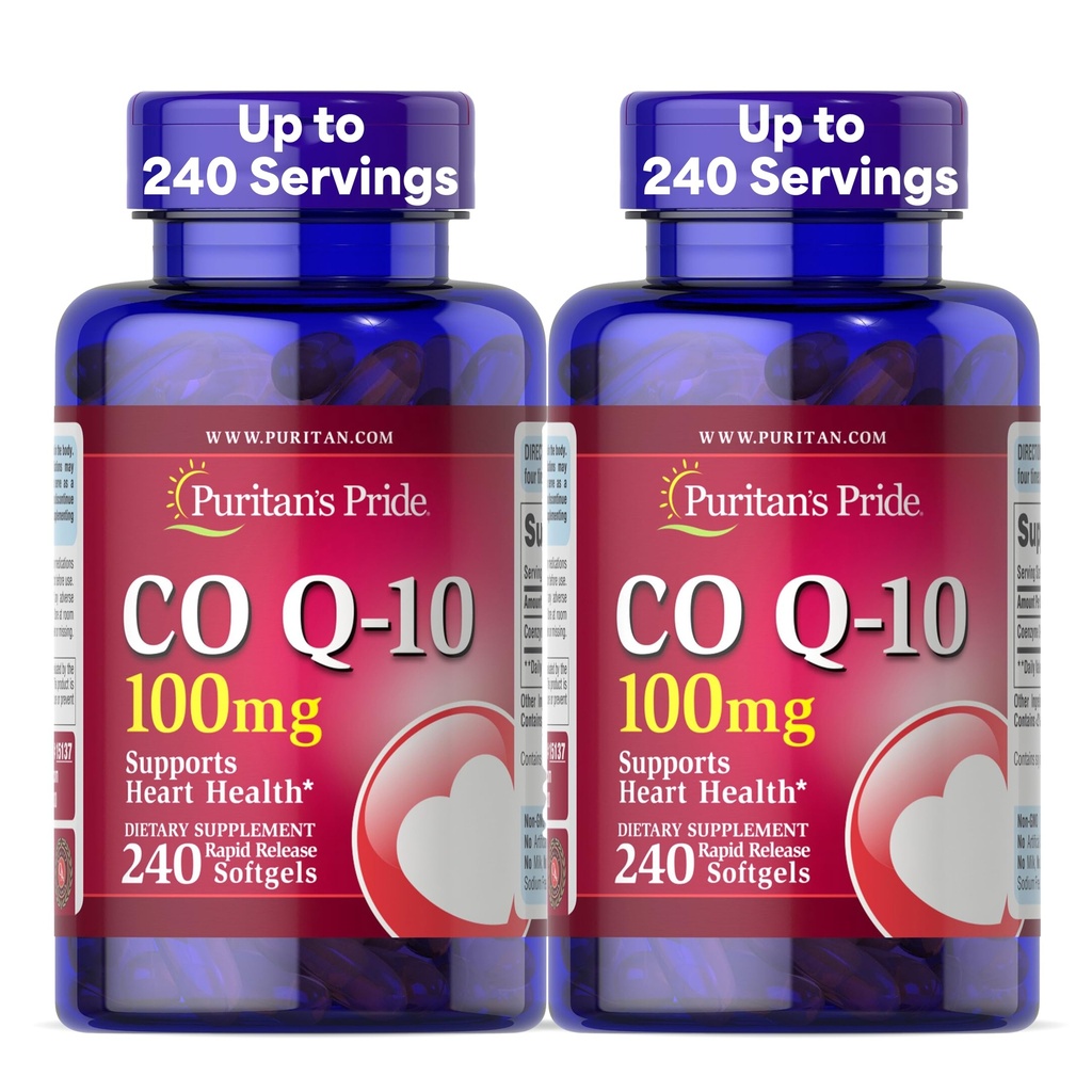 גאווה של Puritan Coenzyme CoQ10 100 מ"ג, תוספת תזונתית לבריאות הלב, לחץ דם, בריאות חניכיים אוראלי, ותמיכה הזדקנות בריאה, 240 Softgels, 2-Pack