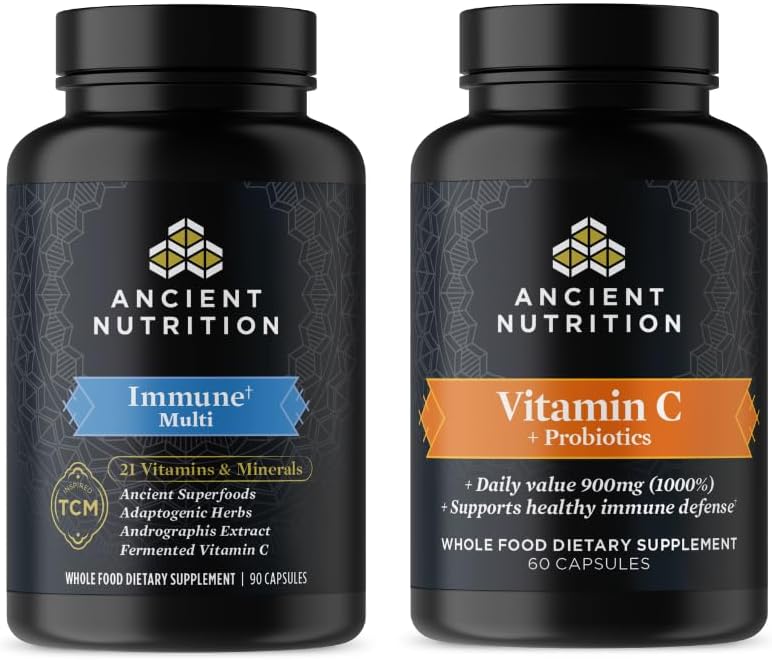 קפסולות עתיקות של Multi Immune, 90 Count + ויטמין C + Probiotics קפסולות, 60 Count