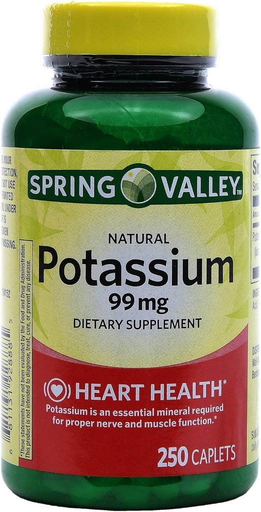 עמק האביב Potassium 99 מ"ג של פוטסיאום Gluconate 595 מ"ג (250 הרוזן)
