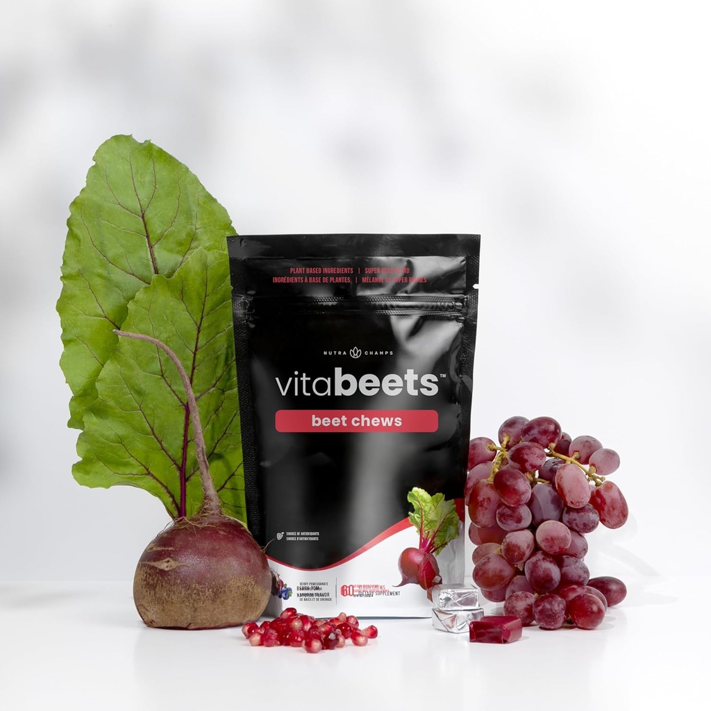 NutraChamps Beet Chews - טפט 750 מ"ג תמצית שורש - Heart Chews - Blood Flow & Circulation תמיכה תוסף - Super Reds Band - Beet Root Gummies Alternative - 60 Soft Chew