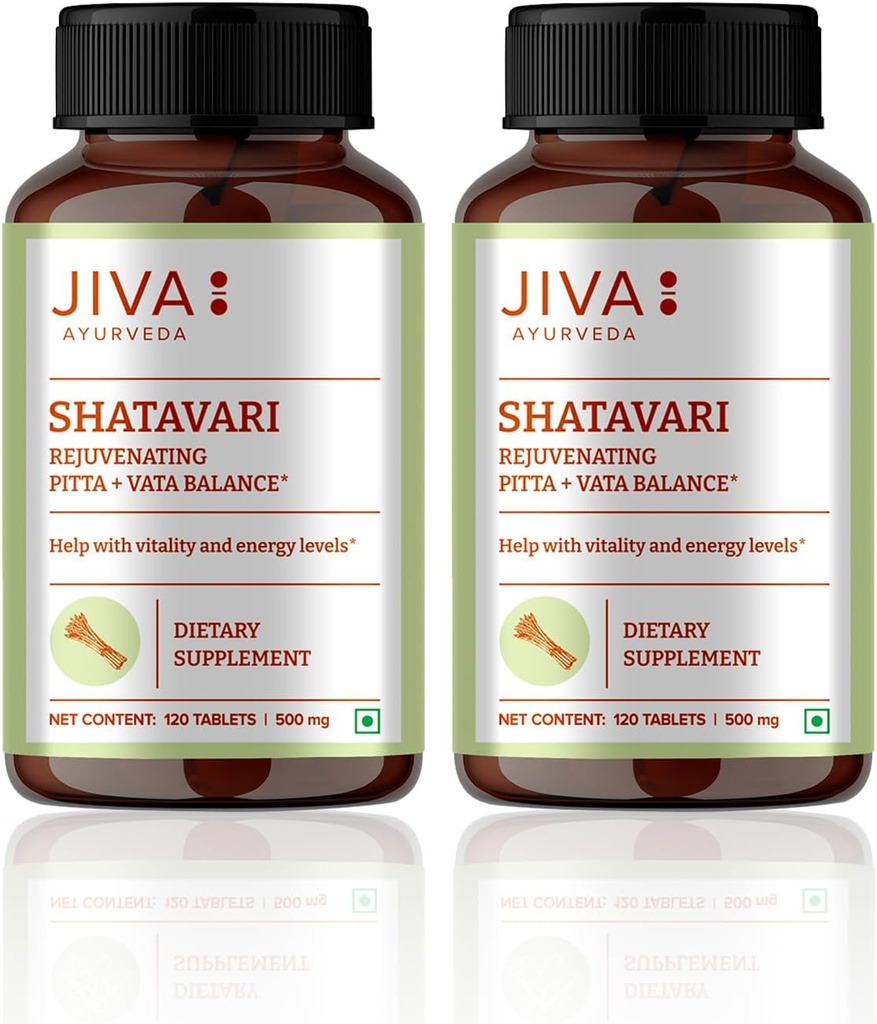 JIVA Shatavari Tablet 500mg | Ayurvedic תוסף לגברים ונשים - 120 טבליות (Pack of 2)