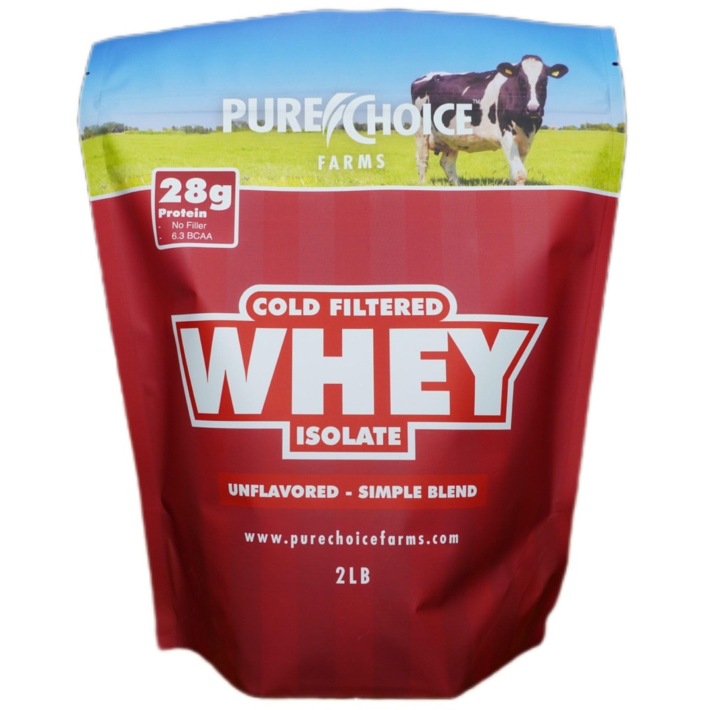 Pure Choice Unflavored Whey חלבונים אבקת Isolate, 28g חלבון וסוכר חינם, Undenatured Whey, One Ingredient, No Fillers או Artificial Sweeteners (Unflavored, 2 lb)