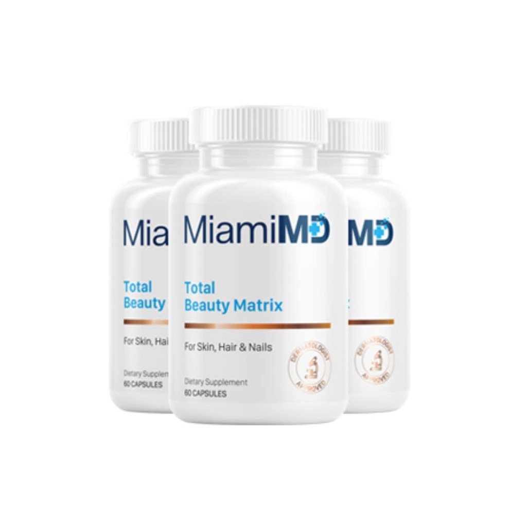 מיאמיMD Total Beauty Matrix Collagen Supplements for Women - קפסולות קולגן עם ויטמין C לשיער, עור וציפורים - Cruelty Free - 60 קפסולות
