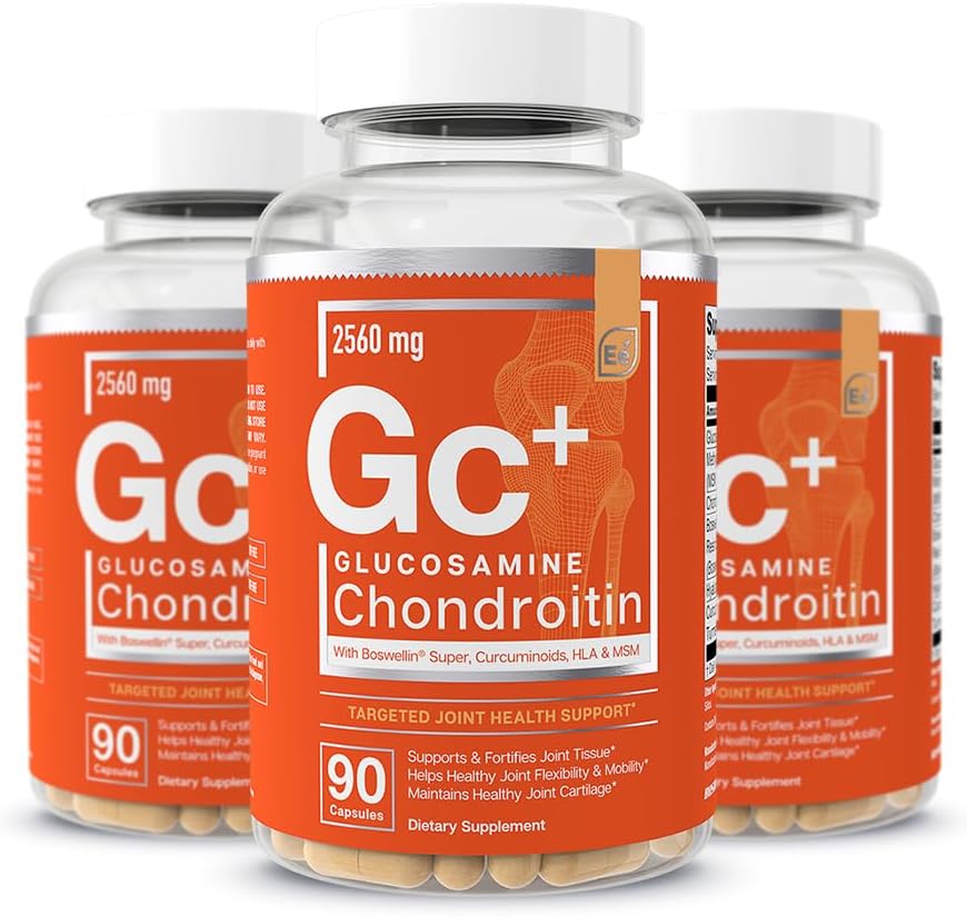 מרכיבים חיוניים Glucosamine Chondroitin MSM Boswellia Serrata Hyaluronic Acid תוספת תמיכה משותפת Antioxidant תוספת עבור גמישות - 270 קפסולות (3 Pack)