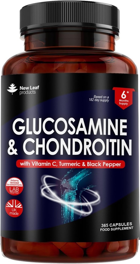 Glucosamine ו Chondroitin גבוה כוח - עם MSM (365 טבליות) תוספת Absorbency Enriched עם ויטמין C, Glucosamine Sulphate Chondroitin Sulphate Gluten-Free, GMP, 365 טבליות מזון תוספי Tablet