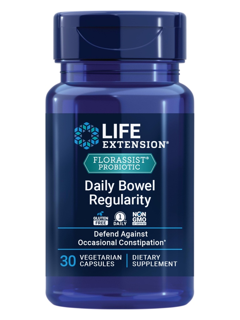Life Extension FLORASSIST Daily Bowel סדירות, 30 קפסולות צמחוניות