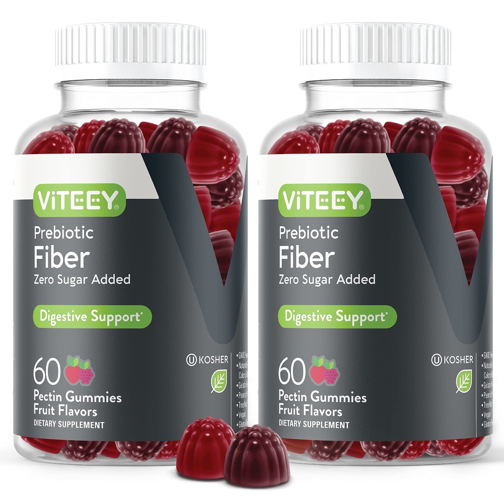 VITEEY Preביוטיקה סיבים חניכיים למבוגרים, 4g - Gut Health & Digestive Soluble סיבים תוספי חניכיים - Zero Sugar נוסף, Vegan, Gluten-Free - 120 Count