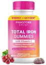 Pink Stork Prenatal ברזל תוספת חניכיים לנשים - 20 מ"ג עם ויטמין C - Grape Chewable for Deficiency, Energy, & Blood Builder - 60 מסטיק צ'אוס