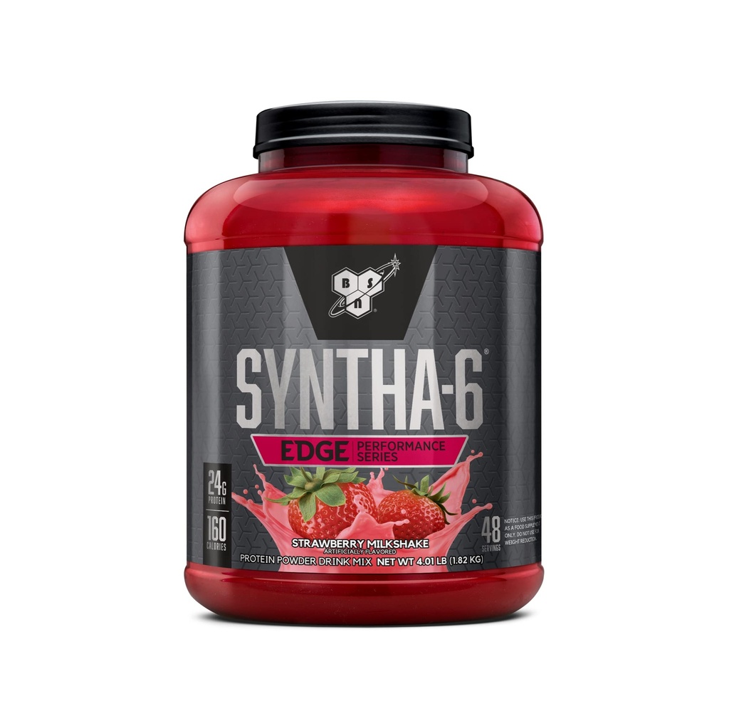 BSN SYNTHA-6 אבקת חלבון EDGE, עם hydrolyzed Whey, Micellar Casein, חלב חלבונים Isolate, סוכר נמוך, 24g חלבון, Strawberry Milkshake, 48 משרתים