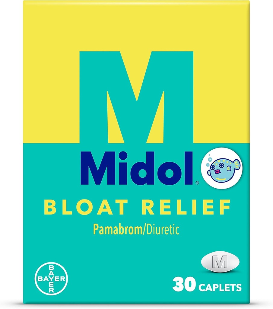 Midol Bloat הקלה, Caplets with Pamabrom, 30 Count