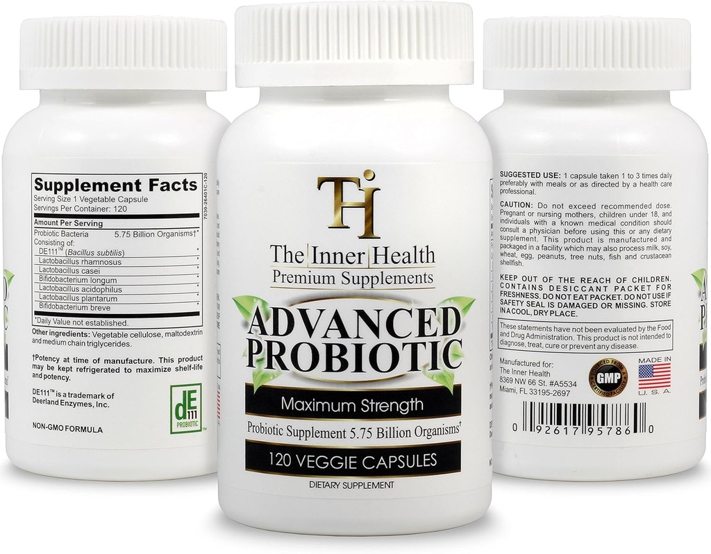 ProBIOTIC תוסף 5.75 מיליארד אורגניזמים-Bacillus Subtilis Bifidobacterium Longum L.Acidophilus L.Rhamnosus L.Plantarum-120 Caps Caps