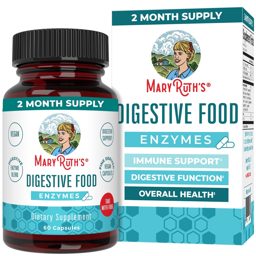 MaryRuth Organics Digestive Enzymes | עד 2 חודשים אספקת בריאות טבעונית ו- Gut Health Enzyme Complex