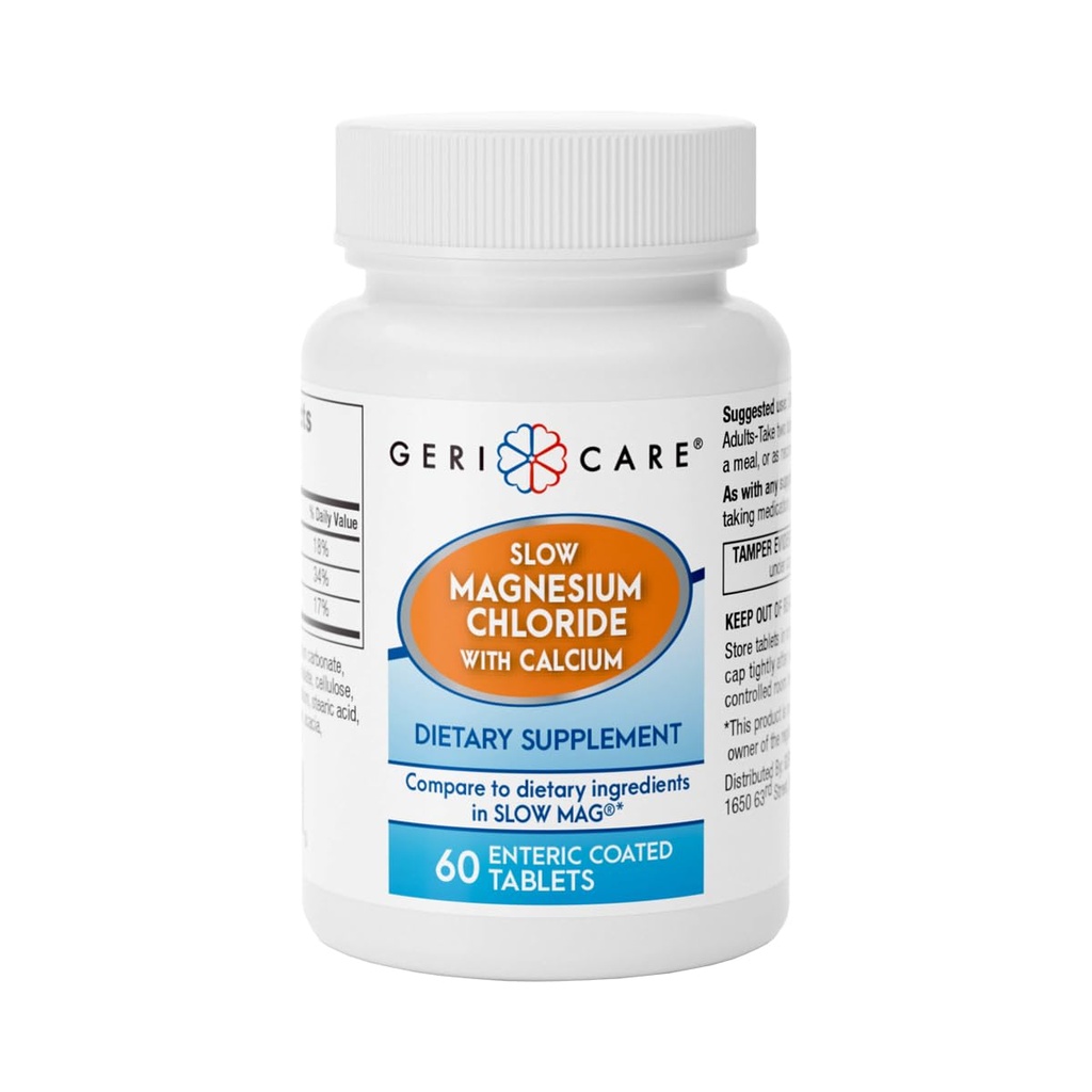 גרניקה איטית מגנזיום Chloride | Calcium Tablets by Geri-Care | תוספי תזונה | 60 Countבק (Pack of 1)
