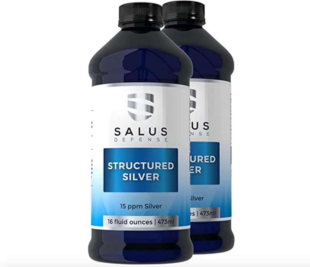 נוזל כסף מובנה - Daily Immune Support Supplement with 15ppm Advanced Structured Silver Technology - All Natural with No Additives - 16 Ounce Bottle 2 Pack