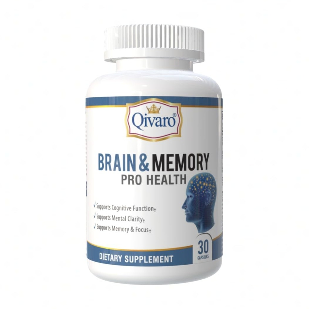 Brain & Memory Pro Health - תמיכה טבעית לתפקוד קוגניטיבי - תוספי המוח והזיכרון לבריאות המוח - טבעוני ולא-GMO - המיוצר בארה"ב - 30 קפסולות