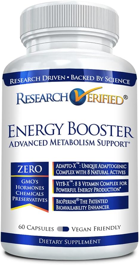אנרגיה מאומתת Booster - תמיכה באנרגיה טבעית - 60 קפסולות - Caffeine Free - ויטמין B ו- Fitogens - 1 חודש אספקה