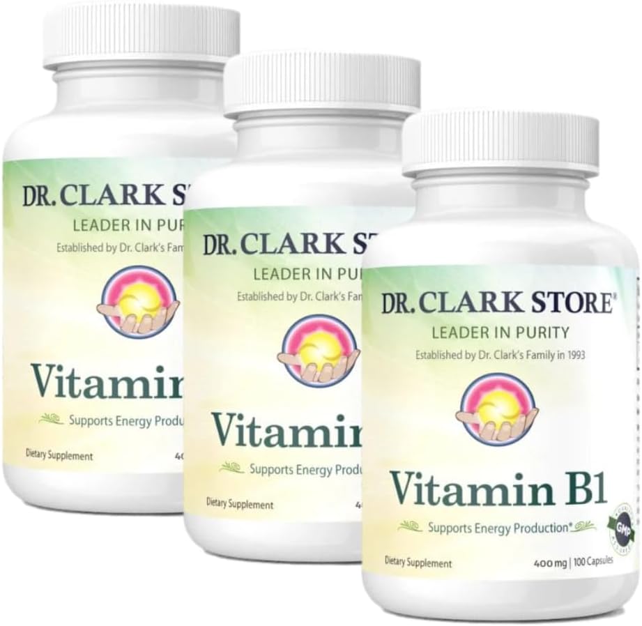 ברנרד ג'נסן של ד"ר קלארק מאבק ויטמין B1 Thiamine 500 מ"ג תוסף -Thiamine B1 תוסף עבור מערכת העצבים בריאה ואנרגיה Metabolism, Gluten-Free, Milk - 100 Gelatin קפסולות 3Pack