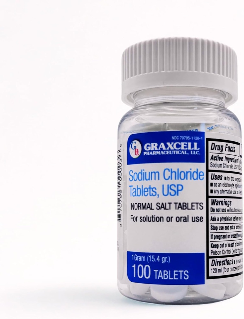 Sodium Chloride Tablet 1gm | Electrolyte Salt for POTS Syndrome ו- Dysautonomia Support; Rehydration מהיר של 15.4gr