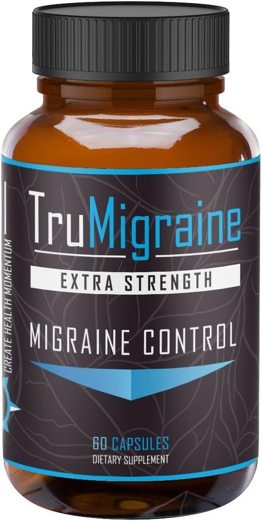 TruMigraine Relief & Prevention | All Natural Migraine Supplements for Headache Relief | Ingredients: Riboflavin, Feverfew, Paraben Free Butterbur, & גינקו בילובה | 60 קפסולות Veggie, Rboflavin, Feverfew, Paraben Free Butterburburerbur, & Ginkgo Biloba