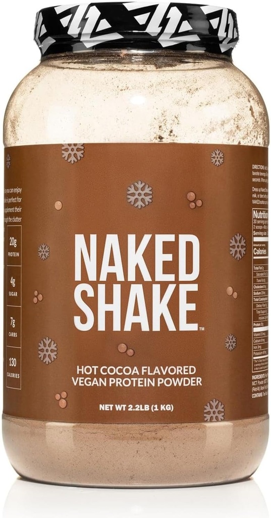 Naked Shake - Hot Cocoa חלבון שקד - אבקת חלבון מבוססת צמחי עם שמן מקט - Gluten-Free, Soy-Free, No Gmos Or Artificial Sweeteners - 30 משרתים