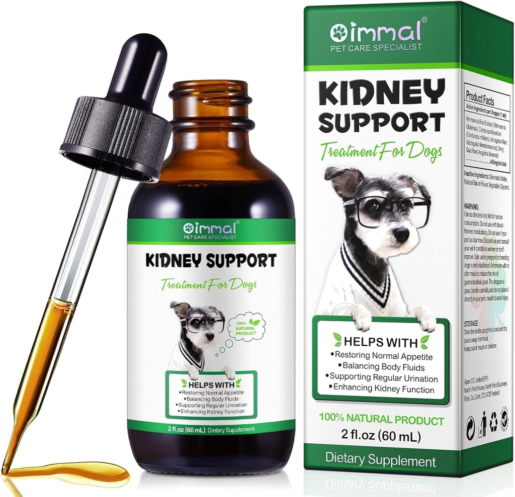 Kidney Support for Dogs - Kidney Support Supplement, תומך ב-Immune, Urinary & Kidney Health Function, Natural Herbal Supplement (2 Fl Oz)