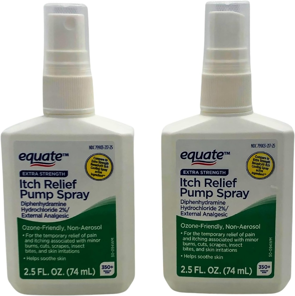 Equate תוספת כוח Itch Relief Pump Spray - 2.5 oz, (2 Pack)